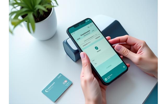 Banko kortelė su užrašu „Mokėjimas“ ir mobiliuoju telefonu, simbolizuojančiu lanksčias mokėjimo galimybes.